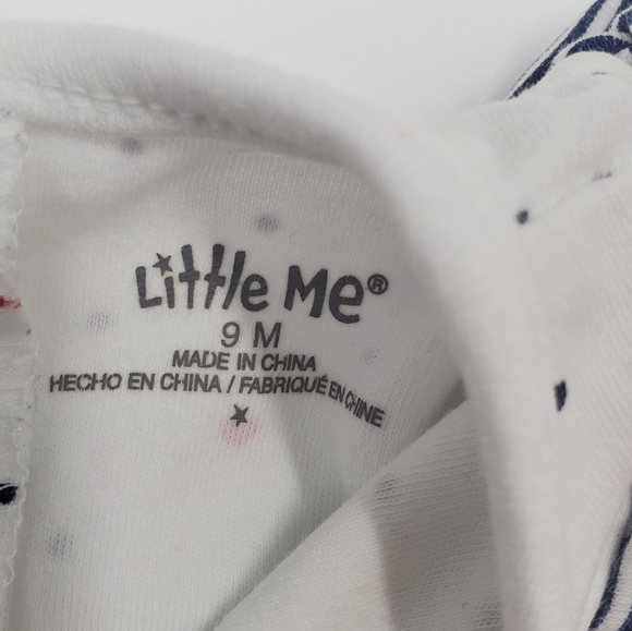 Little Me Sailboat Polkadot Hearts Onesie Hat Matching Set Ruffles White - Picture 5 of 6